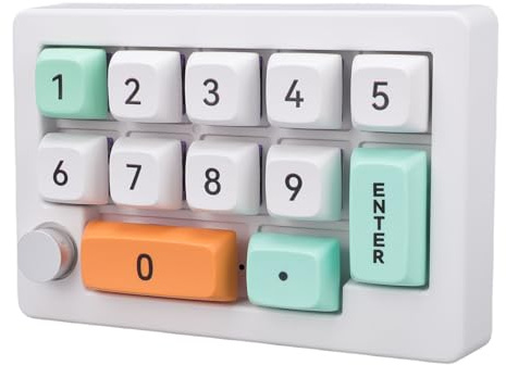 Cuifati Ein Handmechaniknummernpad, Programmierbare Tastatur von 2,4 G Bluetooth -Makro -Makro, 12 Key RGB Hotswap Numpad mit Joystick Knob Control für Arbeitsspiele (White)