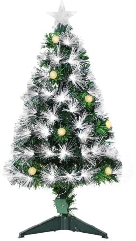 HOMCOM Sapin de Noël de 90 cm Artificiel Lumineux LED Fibre Optique Vert