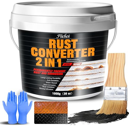 Fuchoi Rust Converter Paint - 2 in 1 Metal Primer, Rust Reformer Encapsulator & Inhibitor, Water-Based Heat Resistant, Anti-Corrosion Coating for Automotive Chassis, Frame, Marine, Industrial (2000ml)