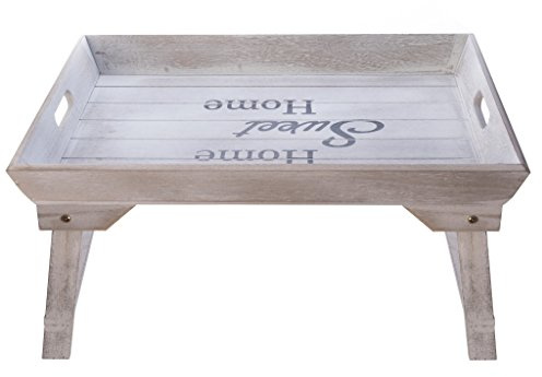 elbmöbel Betttablett Holz 48x33x25cm Serviertablett für Frühstück im Bett für 2 mit klappbaren Beinen Tabletttisch und Sofatisch Beistelltisch mit Tablett Natu (Home)