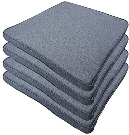 DILUMA Stuhlkissen Premium 43x42 cm Silbergrau 4er Pack - hochwertiges Sitzkissen für Ihre Rattan Stühle - mit abnehmbarem Bezug und Befestigungsbändern