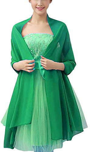 YAOMEI Mujer Bufanda Chales Estolas Gasa, Mujer Mantón Estolas Fulares Bufanda Pañuelo Bodas Nupcial Bridemaids Ropa de Noche Partido (76.8 * 43.3 Pulgadas (195cm * 110cm), Verde)