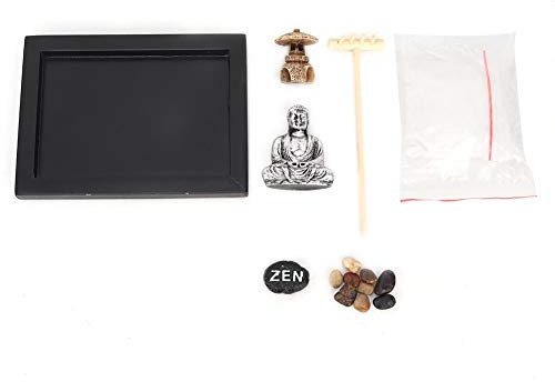 Hilitand Zen Garden Resting Meditation,Classic Unique Zen Sandbox Wooden Craft Decoration
