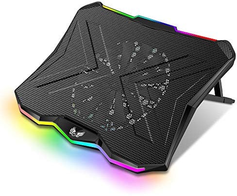 SK Notebook Laptop Rainbow RGB Kühler Gamer Ständer Kühlpad Unterlage Cooler für 9-18 Zoll/Lüfter / 5-7 Stufen Höhenverstellung/dünn & mobil (Rainbow)