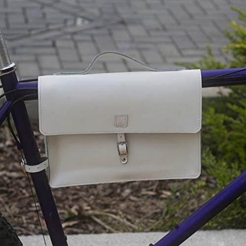 London Craftwork Satch-WH Rahmentasche für Fahrrad, echtes Leder, Weiß