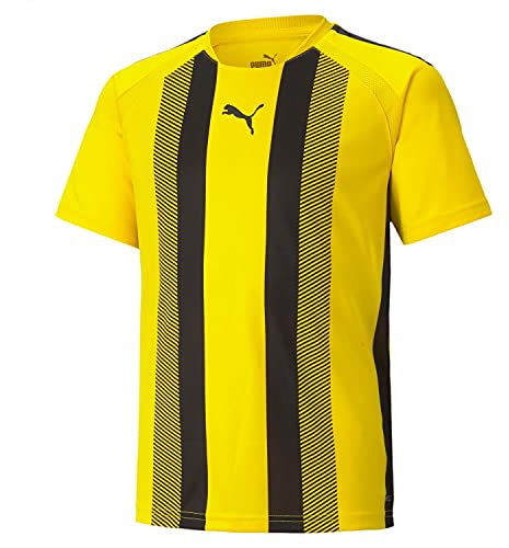 PUMA Unisex Kids Teamliga Striped Jersey Jr Shirt, Cyber Yellow-puma Black, 140 UK