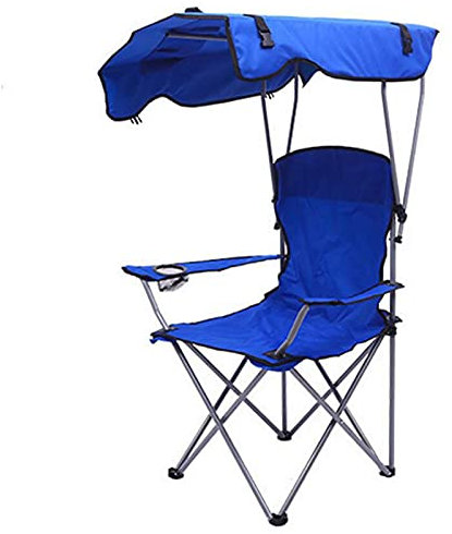 LLDW Silla De Playa Plegable con Toldo De Sombra, Tumbona Relax con Sombrilla Y Bolsa De Transporte, Sillas Jardin Plegables para Playa, Piscina, Jardín,Azul