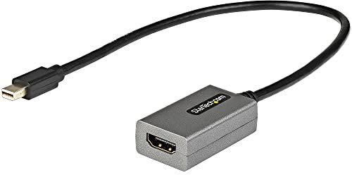 StarTech.com Mini DisplayPort to HDMI Adapter - 1080p - mDP 1.2 to HDMI Monitor/Display - Mini DP to HDMI Adapter Dongle Converter - 12 Long Attached Cable - Upgraded Version of MDP2HDMI (MDP2HDEC)