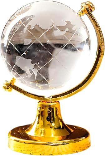 YOFAN Mini Boule de Cristal - Boule de Verre Ronde - Décoration de Bureau - Doré