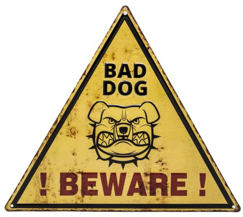 Warnhinweis - Vorsicht bissiger Hund - geprägtes Blechschild 34 x 30 cm (Bad Dog)