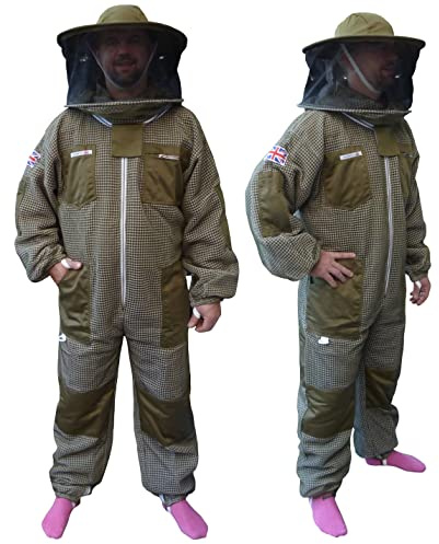 AGS Runder Hut Schleier drei Schichten ultra belüftet grün Imkeranzug Profi Bienenanzug Imkeranzug (XL)