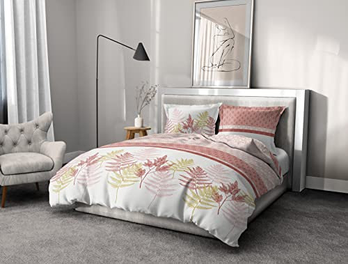Home Linge Passion | Housse de Couette - 3 Pièces | 100% Coton - 57 Fils | 2 Personnes - 220x240 cm | SEVIGNE Rose Poudre