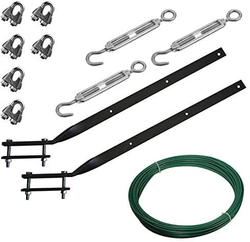 DISTRIBUZIONE Kit Completo 2 Stendibiancheria per ringhiera balcone in ferro rigido stendibiancheria barra asciugatrice + 20mt filo verde + morsetti e tirandini
