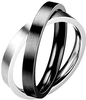 Herren Wickelring Vorsteckerring Spinner-Ringe Damen Mädchen Band Ringe Fidget-Ringe Dreierring Verlorbungsring Hochzeitsring Hochzeit Versprechen Ehering für Freundin Ehefrau (Schwarz, 62.1(19.8))