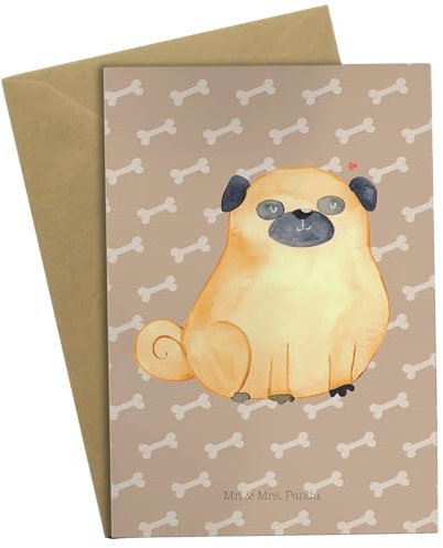 Mr. & Mrs. Panda Grußkarte Mops - Geschenk, Klappkarte, Hund, Tierliebhaber, Einladungskarte, Liebe, Hundebesitzer, Geburtstagskarte,