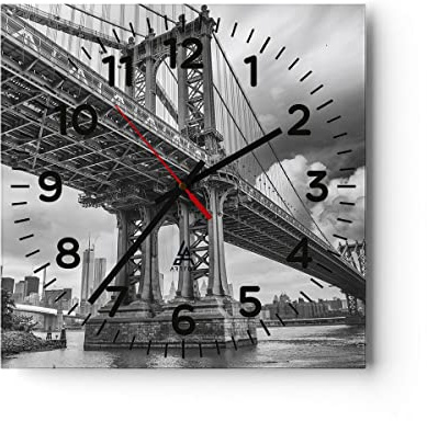 Moderne Glasuhr 30x30cm Quadrat Wanduhr Architektur Schwarz-Weiß - 4156