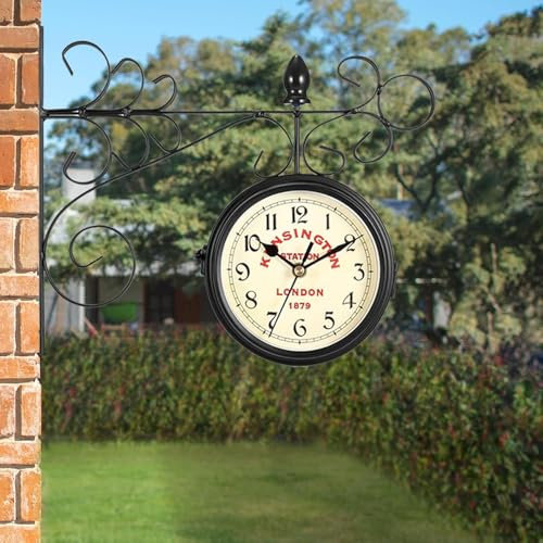 Laiashley Wall Clock, Garden Clocks Outdoor Waterproof,double Sided Wall Clock with Screw Mounting Kit, Paddington Station Wall Clock Suitable for Indoor&outdoor Garden Best Gift(12.5cm)