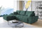 ML Furniture Velvet Ecksofa in L-Form – Grün Sofa – Couch mit Stauraum und Kissen - Ausziehbares Schlafsofa – Sofa mit Schlaffunktion - Schlafsofa mit Bettkasten – Gästebett – 289 x 189 cm