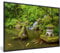 MuchoWow Poster Bilder Wanddeko Deko Wohnzimmer 90x60 cm Wasserfall - Koi - Japanische Laterne - Moos - Wasser