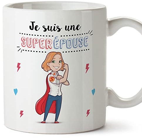Mugffins Tasses pour ÉPOUSE/FEMME - En Français - Cadeau original pour ÉPOUSE - Super Famille - 11 oz / 330 ml