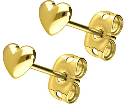 FILANGO 1 Paar Titan Ohrstecker Herz Damen Ohrring Schmuck Goldfarben