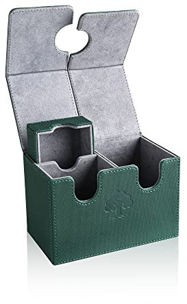UAONO Deck Box für Magic the Gathering Karten, Kartenbox mit Würfel Tray für 200+ Karten, Premium Magnetic Sammelkarten Box Kompatibel mit MTG Commander (Grün)