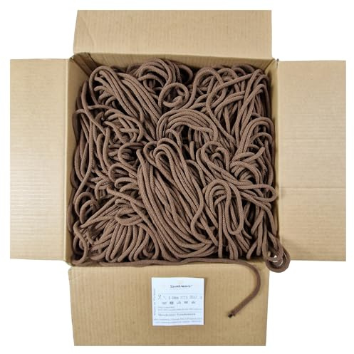 Cordoncino di cotone in un unico pezzo da 5 mm, 800 m, 46 colori, filato di cotone macramè, filato di cotone intrecciato da 5 mm con anima, corda per uncinetto, corda macramè (marrone)