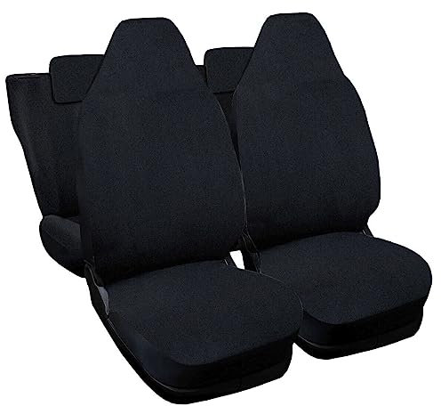 Rebeca Shop® Sitzbezüge, kompatibel mit Aygo, hergestellt in Italien, Sitzbezüge, Vorder- und Rücksitzbezüge, gesticktes Automodell (Schwarz)