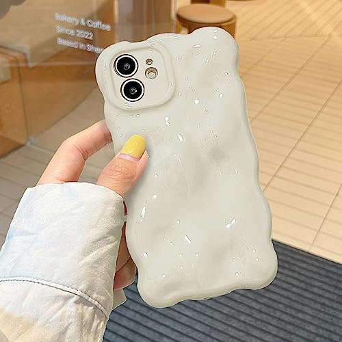 XIZYO Hülle für iPhone 11 6,1 Zoll, Niedliche Einfarbig Lockige Wellenform Weiche TPU Stoßstange Handyhülle, für Mädchen Frauen Aesthetic Design Silikon Schlanke Stoßfest Schutzhülle, Weiß