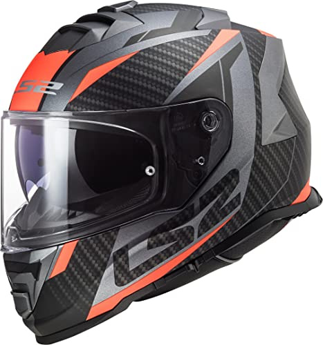 LS2, Integraler Motorradhelm STORM II RACER Matt Titanium Orange, S