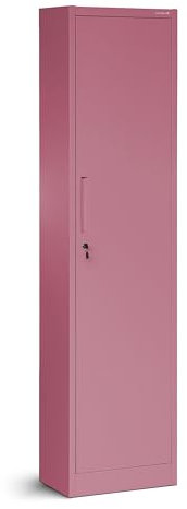 Jan Nowak Aktenschrank Büroschrank Metallschrank Aufbewahrungsschrank 4 Fachböden Flügeltür Pulverbeschichtung Metall 185 cm x 45 cm x 40 cm (Rosa)