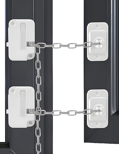 Fenstersicherungen, 2 Stück, Fenstersicherung, Kindersicherungen für UPVC, Fenstersicherheitsschlösser für Kinder, Haustiere, selbstklebend, verstellbare Fensterverriegelung ohne Bohren, für Metall-