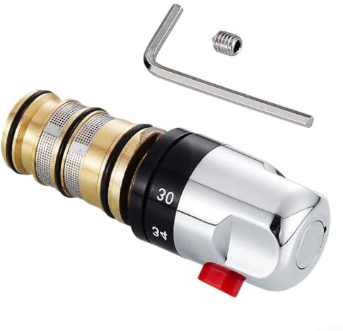 Thermostatic Bath Mixer Tap Shower Valve Replacement Cartridge Handle Spare Repair Kit for Shower Bar, Chrome Plated,Solid Brass