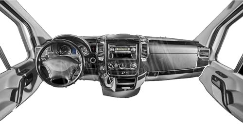 AUTOKLEIDUNG® Cockpit Dekor kompatibel mit Mercedes Sprinter/Volt/Crafter ab Baujahr 04/2006 40 Teile | 3D Titan Optik