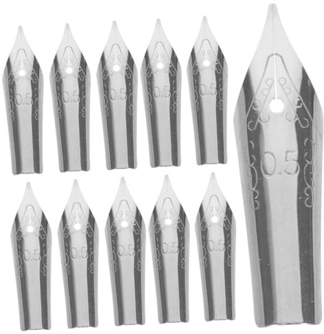GRIRIW 30pcs Universal Fountain Pen Replacement Nibs Set 0.5mm Steel Calligraphy Pen Tips for Gothic English Lettering Practice Suitable for Students