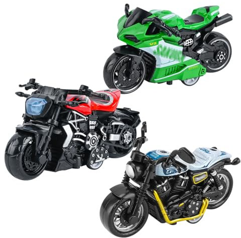 SIEBOLD 3 Stück Motorrad Spielzeug für Kinder,Simulation Motorrad Modell,Pull Back Motorrad Spielzeug,für Kinder Lntellektuelles Spielzeug Weihnachten GeburtstagParty Geschenke (3 Colors)