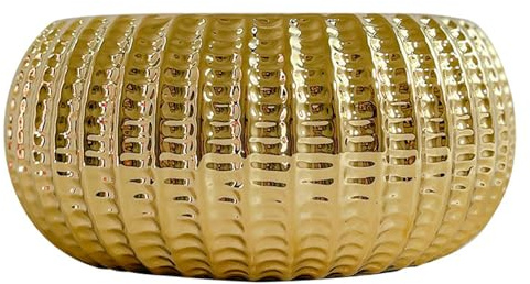 Wedhapy Gold Planters for Indoor Plants,Indoor Plant Pots 9.1 Inch Ceramic Gold Plant Pot, Round Gold Flower Pot, Non Slip Gold Pot for Plants for Table Home Type 1