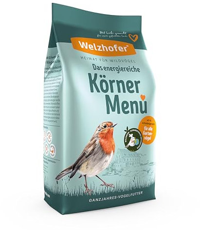 Welzhofer Körner Menü 9kg - Hochwertiges Wildvogelfutter für Rotkehlchen, Zeisige & Co - Natürliche Energiequelle für Wildvögel und Gartenvögel - Vogelfutter Getreide, Samen, Insektenfett & Mineralien