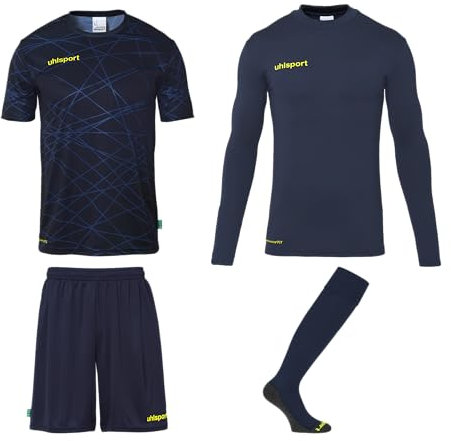 uhlsport Prediction Torwart Set Ensemble Maillot, Bleu Marine/Jaune Fluo, s Mixte