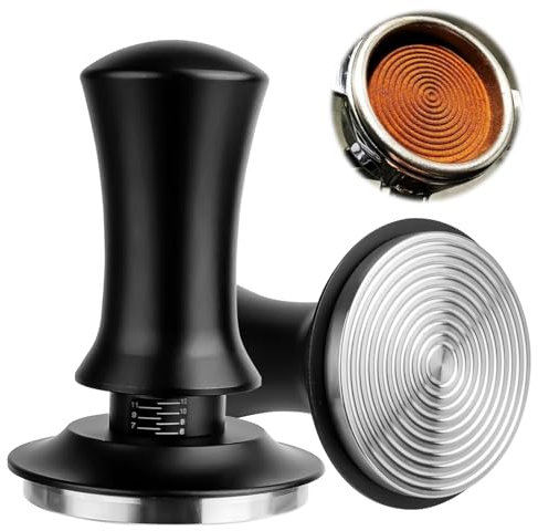 JOLIGAEA 58mm Kaffee Tamper, Tamper aus Edelstahl, Espresso Tamper mit Base Ripple, Kaffeestampfer aus Edelstahl 304, Kaffeemehl Presser, Tamper 58mm für Cafes, Kaffeeliebhaber, Kaffeemaschine