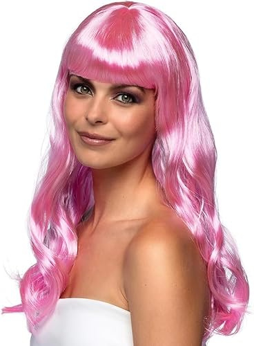 Lange, glatte Perücke für Damen (rosa)