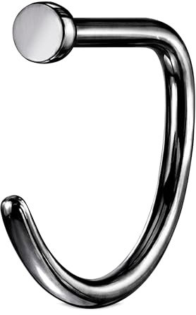 Stachelkleid Nasen Piercing Titan Ring Ohne Gewindelos Schraube Screw Stab gebogen hypoallergen leicht einteilig Schwarz, 0,8 mm, 8 mm