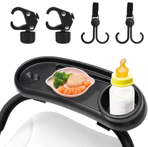 Universal Pram Snack Tray with Cup Holder - 3 in 1 Removable Reusable Storage Holder for Strollers