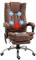Vinsetto Office Chair with Massage and Heat, Microfibre Reclining Computer Desk Chair with Footrest and Adjustable Height, Swivel Wheels for Home Office, Brown