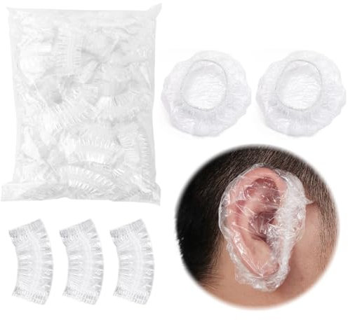 OIGWBPH 300 Pièces Protecteurs d'Oreille Jetables,Étanche,Plastique,Protection Cache-Oreilles pour Teinture Capillaire,Douche Baignade,Salon,Protege Oreille,Oreille Piscine (Transparent)