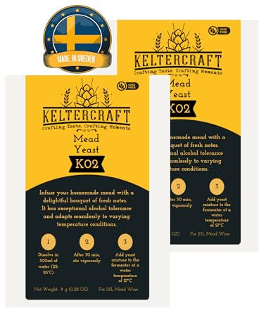 Keltercraft K02 Met Hefe [2x 10g: Für 50L Honigwein] Trockenhefe Weinhefe Reinzuchthefe