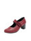 Afibel - Escarpins À Talon Largeur Confort Scratchés Cuir Chaussures Rouge Cuir Pleine Fleur Chèvre