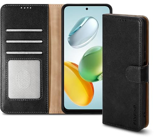 PIXFAB Case for Honor 200 Smart, Leather Wallet Phone Case, Magnetic Book Flip Folio Cover [RFID Protection & Card Slots] and [Kickstand] Case Compatible with Honor 200 Smart - Black