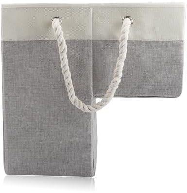 Yallmie Stair Basket 16X16Inch, Stairs Basket Foldable Step Basket for Stairs, Stair Tidy Basket with Cotton Handles Stair Step Storage, L-Shape Staircase Baskets for Laundry, Toys, Nursery