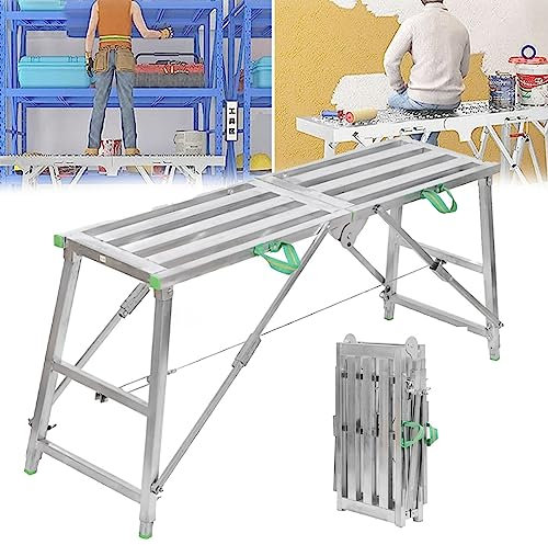 HFFKOS Tragbarer Mehrzweck-Gerüst-Arbeitsplattformturm mit Einstellbarer Höhe, verzinktem Stahlgerüst zum Reinigen und Streichen von Wänden in Wohnmobilen